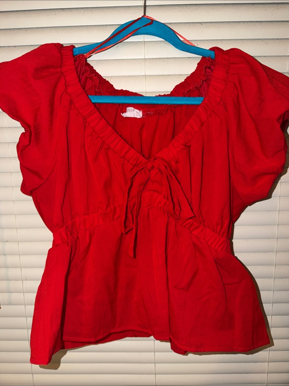 Sienna Sky Women’s Red Peplum Tie-Front Top Size Large